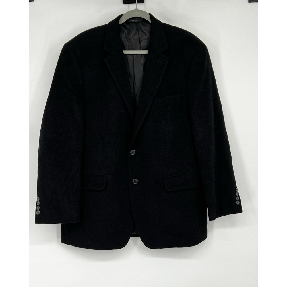 Chaps Men's Size 44R Black Camel Hair Blazer Sports Coat Two Button Business